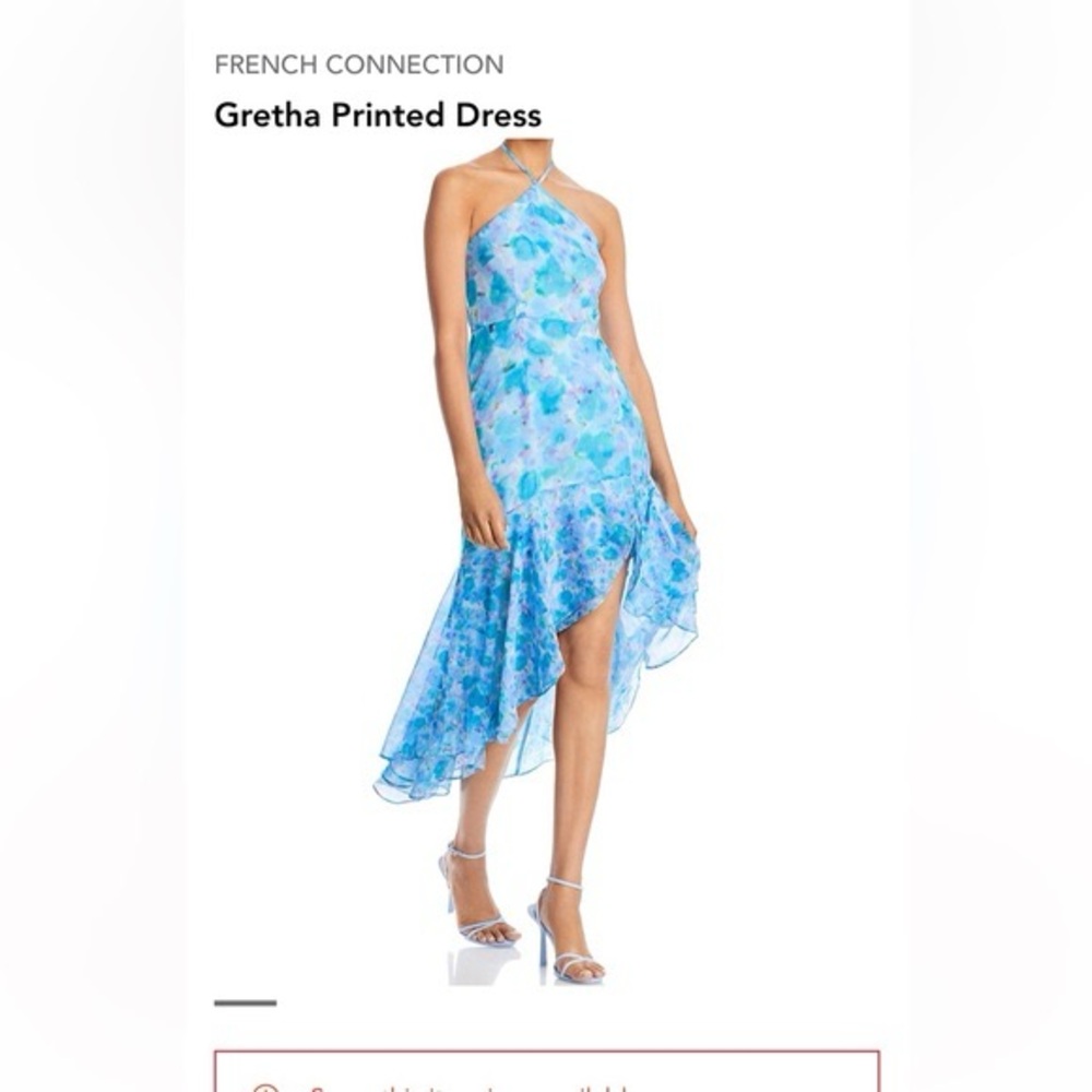 French Connection Greta Printed Asymmetric Sleeveless Halter Dress